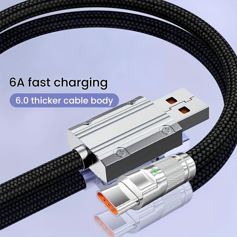 USB C Fast Charging Cable 6A 120W Quick Charge Type C Cord 2M Blue - Image 1