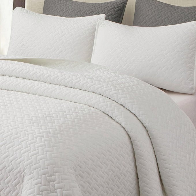 QUEEN QUILTLIGHT GREY BEDSPREAD SETSOFT PREWASHED MICROFIBER FULL SIZE BEDDING SETS 3 PIECE COZY REVERSIBLE BED COVERLET WITH 1 QUILT2 PILLOW SHAMSQUARE PATTERN90X90