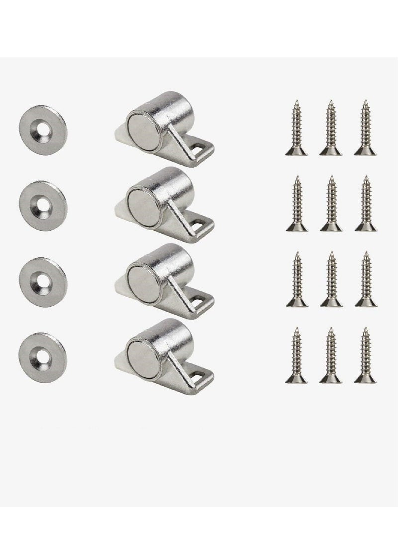 Generic Magnetic Cabinet Door Catch with Magnets for Cabinet Door Latch Closer Cabinet Magnetic Catch for Kitchen Closet Door Closing Magnetic Door Catch Closer 4 Pack Silver Color  - Image 1
