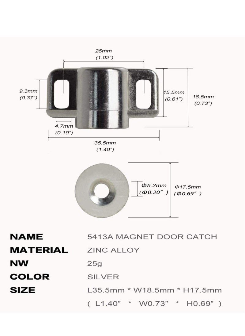Generic Magnetic Cabinet Door Catch with Magnets for Cabinet Door Latch Closer Cabinet Magnetic Catch for Kitchen Closet Door Closing Magnetic Door Catch Closer 4 Pack Silver Color  - Image 5