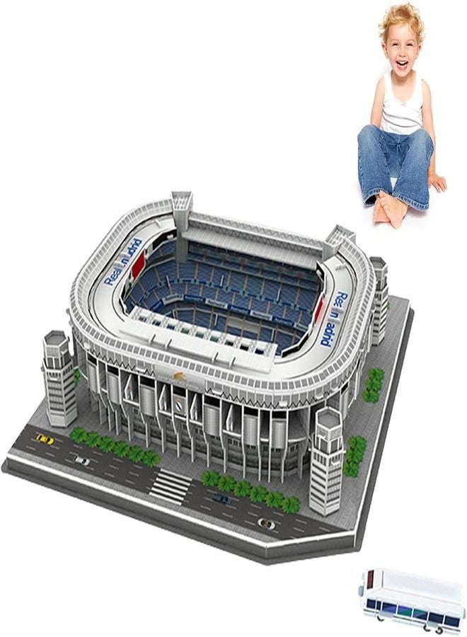 ISFIBA Classic Football Stadium Puzzle,3D Puzzle Soccer Club Venues,3D Paper Model Building Puzzle Kit, Soccer Stadium Souvenir Gift,Handmade Puzzle Ornaments，Cardboard Model (Santiago Bernabeu) - Image 4