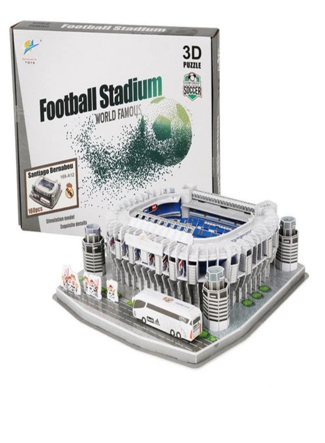 ISFIBA Classic Football Stadium Puzzle,3D Puzzle Soccer Club Venues,3D Paper Model Building Puzzle Kit, Soccer Stadium Souvenir Gift,Handmade Puzzle Ornaments，Cardboard Model (Santiago Bernabeu) - Image 3