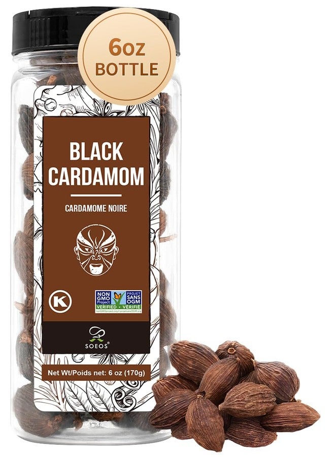 Soeos Black Cardamom Pods, 6 Ounces, NON GMO Verified, Kosher, Smoky Flavor, Freshly Dried Cardamom Seeds, Perfect for Asian and India Cooking Spice - Image 1