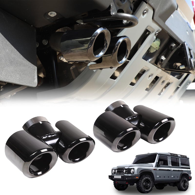 Tumukiw Car Exhaust Tip for INEOS Grenadier 2020-2024 - Stainless Steel Quad Staggered Gloss Black