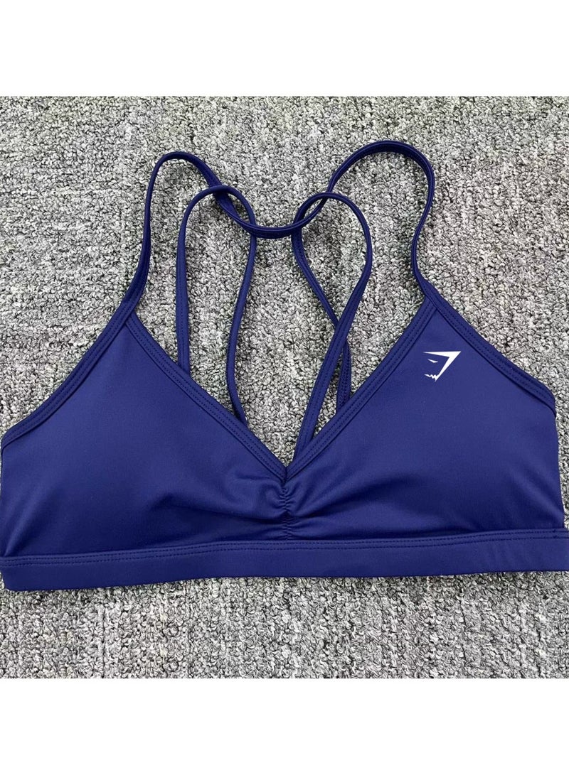 Gymshark Women's pleated yoga vest, cross back hollow out, high-strength, professional running, fitness clothing, sports underwear - Image 1