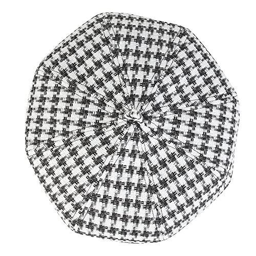 iSWEVEN French Beret Cap All Season Unisex Artist Newsboy Hats, Ascot Cotton British Style Adjustable Women's Caps, WBC8112A (White-Black, Free Size) - Image 4