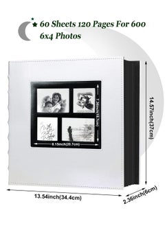 HomarKet Photo Albums for 4x6 Photos Holds 600 Black Pages Large PU Leather Cover Horizontal and Vertical Photos Large Capacity Travel Record Family Album Baby Photo Picture Album  - Image 5