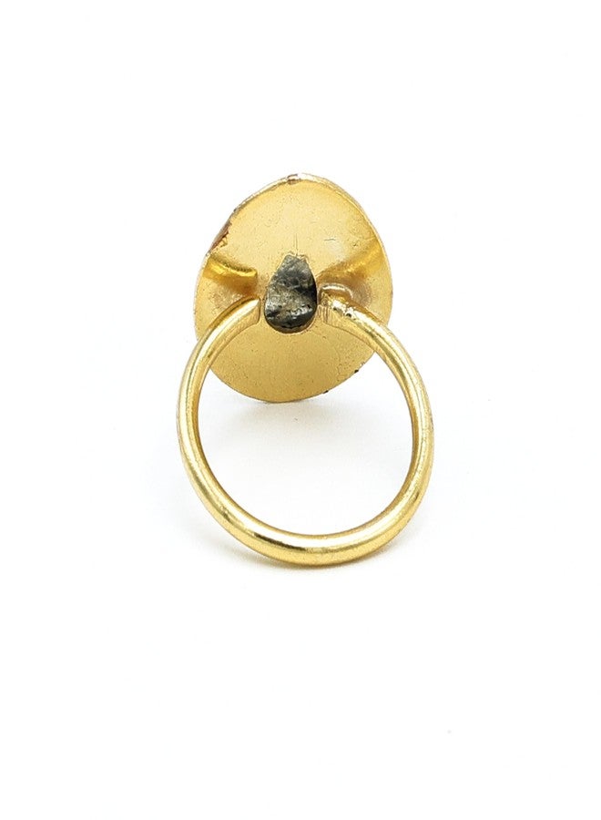 Dua DuaLabradorite Adjustable Pear Ring – Elegant Gold-Plated Brass Jewelry - Image 5