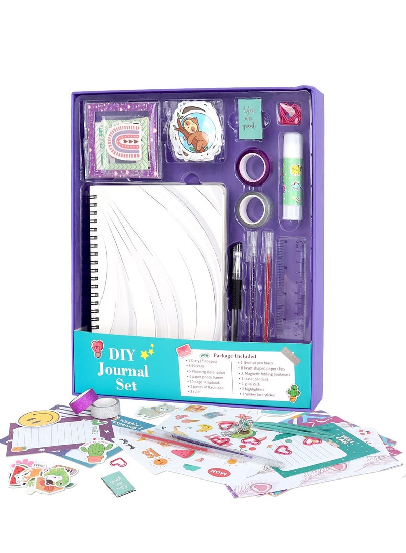 Zikra DIY Journal Kit for Girls - Great Gift for Girls Ages 8 9 10 11 12 13 14 Year Old - Cool Birthday Gifts Ideas for Teen Age Girls - Crafts Stuff for Tween - Scrapbook & Diary Supplies Set - Image 1