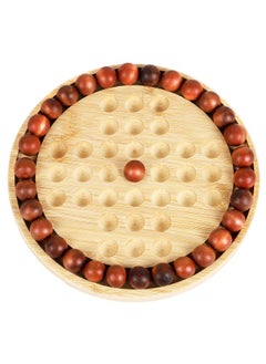 Towo Wooden Solitaire Game -Peg Solitaire Puzzle Toy - Classic Board Game Marble Chess Mind Game 19.5Cm 7.7” Round Board With Wooden Balls One Player Gameplay Brainteaser Puzzle