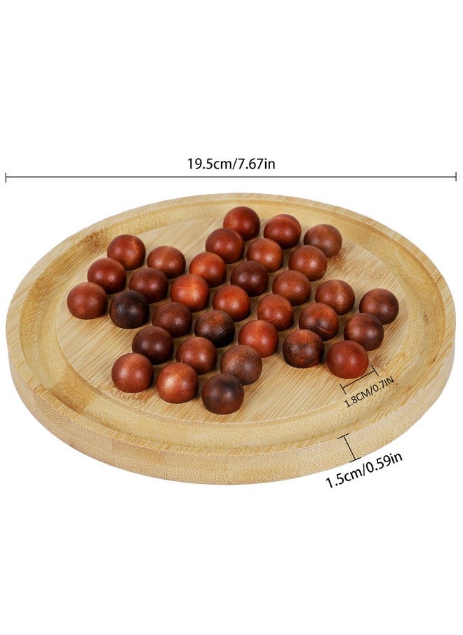 Toys of Wood Oxford - Towo Wooden Solitaire Game -Peg Solitaire Puzzle Toy - Classic Board Game Marble Chess Mind Game 19.5Cm 7.7” Round Board With Wooden Balls One Player Gameplay Brainteaser Puzzle - Image 1