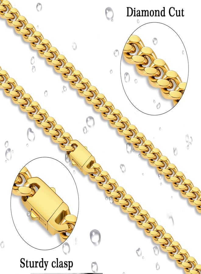 Fiusem Silver Tone/Black/14K Gold Plated Chain Necklace for Men, 5mm/6mm/7.5mm/8mm/9mm Stainless Steel Cuban Link Chain Necklace, Men's Chains 18-28 Inch, 20", Stainless Steel, No Gemstone - Image 4