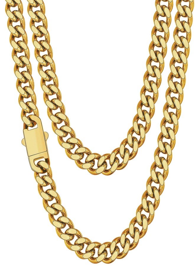 Fiusem Silver Tone/Black/14K Gold Plated Chain Necklace for Men, 5mm/6mm/7.5mm/8mm/9mm Stainless Steel Cuban Link Chain Necklace, Men's Chains 18-28 Inch, 20", Stainless Steel, No Gemstone - Image 1