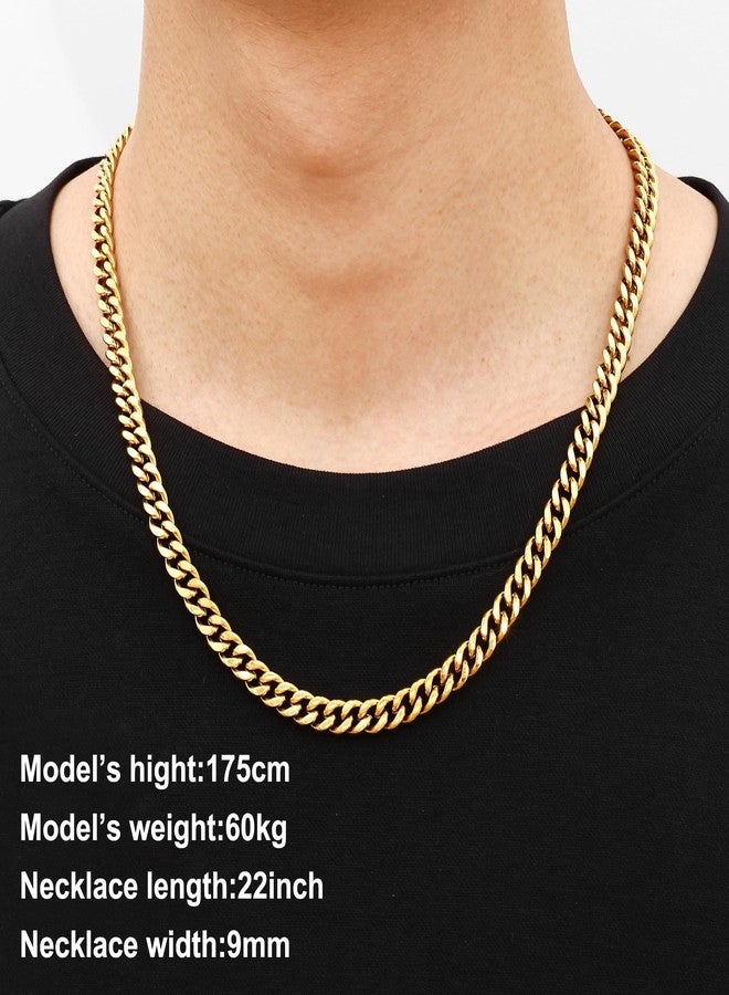 Fiusem Silver Tone/Black/14K Gold Plated Chain Necklace for Men, 5mm/6mm/7.5mm/8mm/9mm Stainless Steel Cuban Link Chain Necklace, Men's Chains 18-28 Inch, 20", Stainless Steel, No Gemstone - Image 2