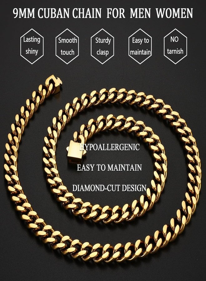Fiusem Silver Tone/Black/14K Gold Plated Chain Necklace for Men, 5mm/6mm/7.5mm/8mm/9mm Stainless Steel Cuban Link Chain Necklace, Men's Chains 18-28 Inch, 20", Stainless Steel, No Gemstone - Image 5
