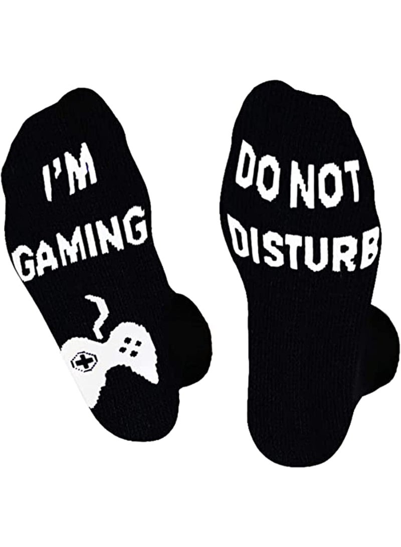 SOLARAE Novelty Cotton Socks, Valentines Day Gifts for Him, Do Not Disturb Gaming Socks Funny Gifts for Men Women Teen Gamers, Do Not Disturb, I'm Gaming, Black - Image 1