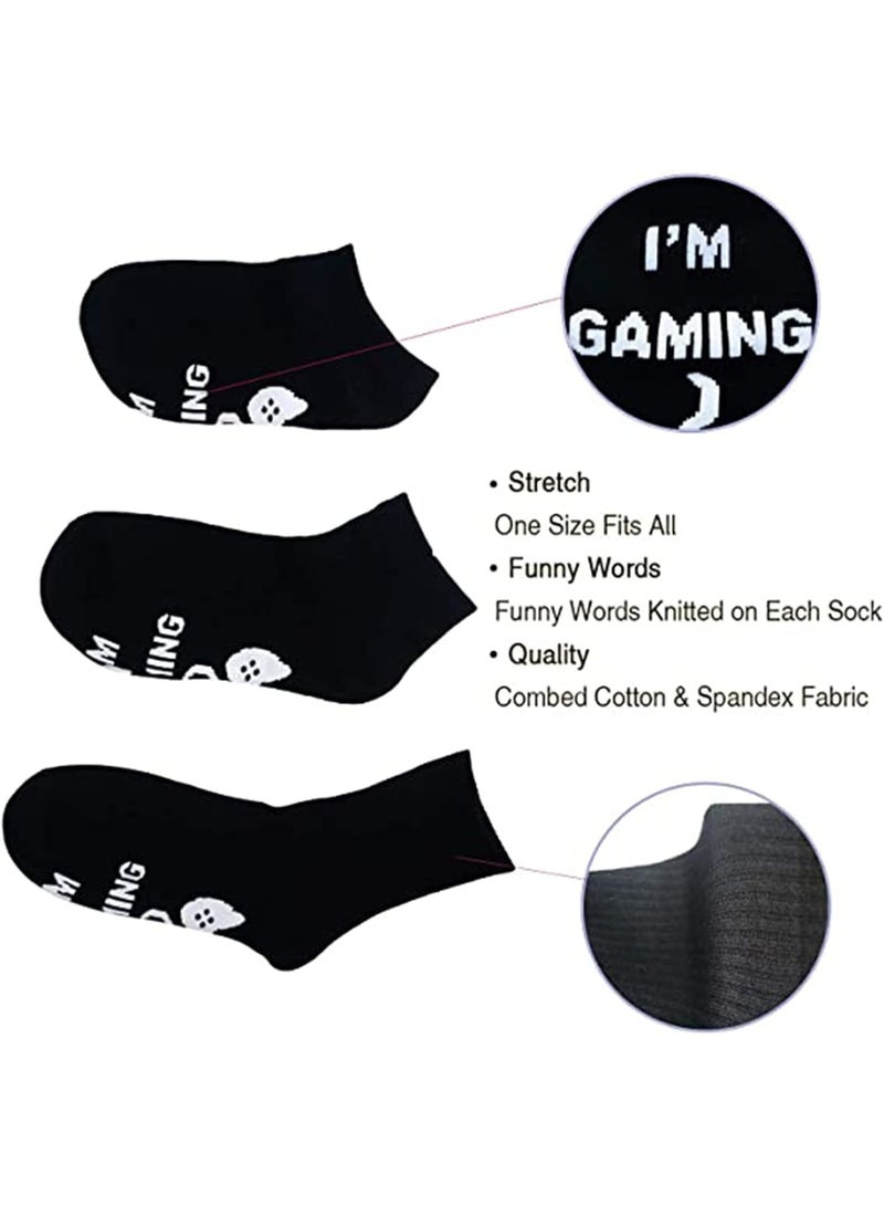 SOLARAE Novelty Cotton Socks, Valentines Day Gifts for Him, Do Not Disturb Gaming Socks Funny Gifts for Men Women Teen Gamers, Do Not Disturb, I'm Gaming, Black - Image 5