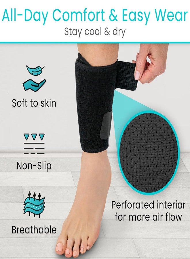 Vive Shin Splint Compression Wrap (Pair) - Adjustable Brace for Pain Relief, Support and Recovery - Lower Calf Compression Sleeve - For Medial Tibial Stress Syndrome and Anterior Shin Splints (Black) - Image 3