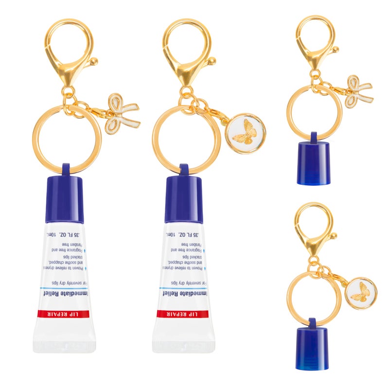 Maoolmht Keychain Holder Compatible with Aquaphor 0.35 oz Lip Repair, 2 Pack Portable Keychain Cap Compatible with Aquaphor Lip Balm (Blue) - Image 1