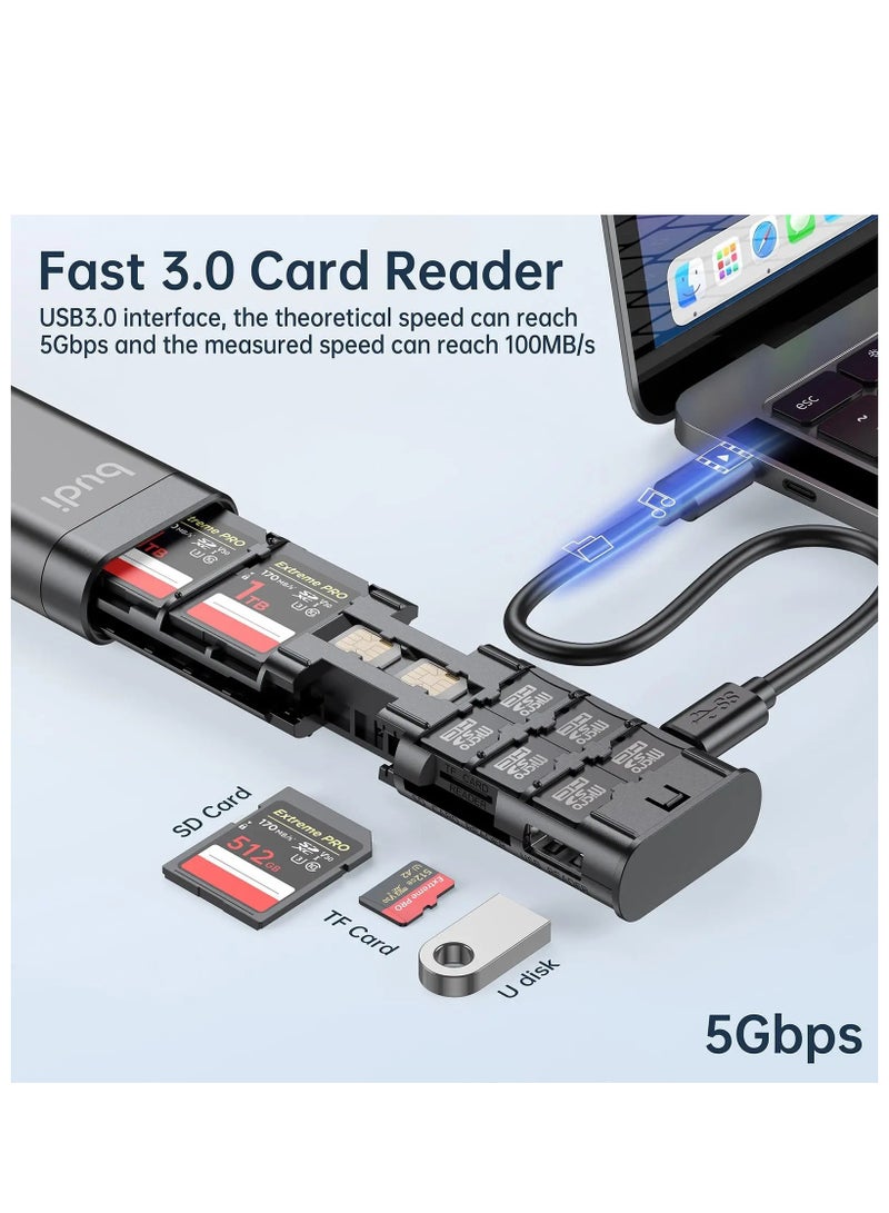 Vierex SD Card Reader Multifunctional 9 In 1 Box USB 3.0 Data Transfer 65W Fast Charging Cable SD TF Card Storage Box For IPhone Samsung - Image 3