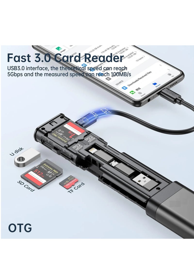 Vierex SD Card Reader Multifunctional 9 In 1 Box USB 3.0 Data Transfer 65W Fast Charging Cable SD TF Card Storage Box For IPhone Samsung - Image 2