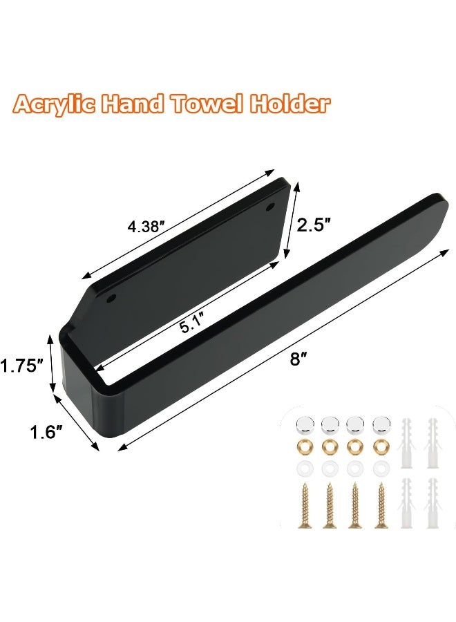 TPGP Acrylic Hand Towel Holder Hand Towel Ring Self Adhesive And Wall Mounted Modern Hand Towel Bar Towel Hanger For Bathroom Kitchen Lavatory (Solid Black)  - Image 2