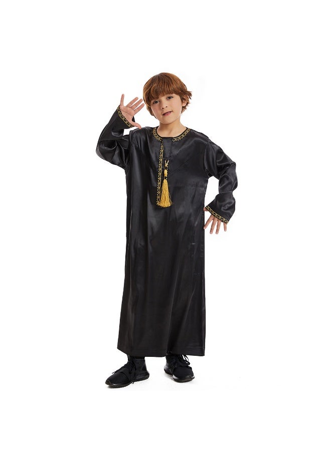 نيبمينينت فستان إسلامي للصبيان - ثوب مسلم طويل الأكمام بياقة دائرية مع تطريز وأ pockets  - Image 2