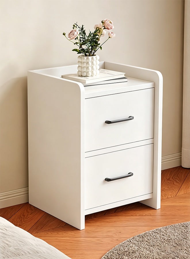 Modern Bedside Table, Simple Side Table Nightstand, Wooden Multifunction Storage Cabinet with 2 Drawers for Bedroom, White-40*40*60cm - Image 1