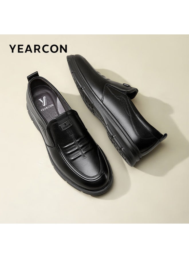 YEARCON Eierkang Men's Leather Slip-on Casual Shoes Comfortable One-piece Dad Shoes 97704w Black Size 44 - Image 1