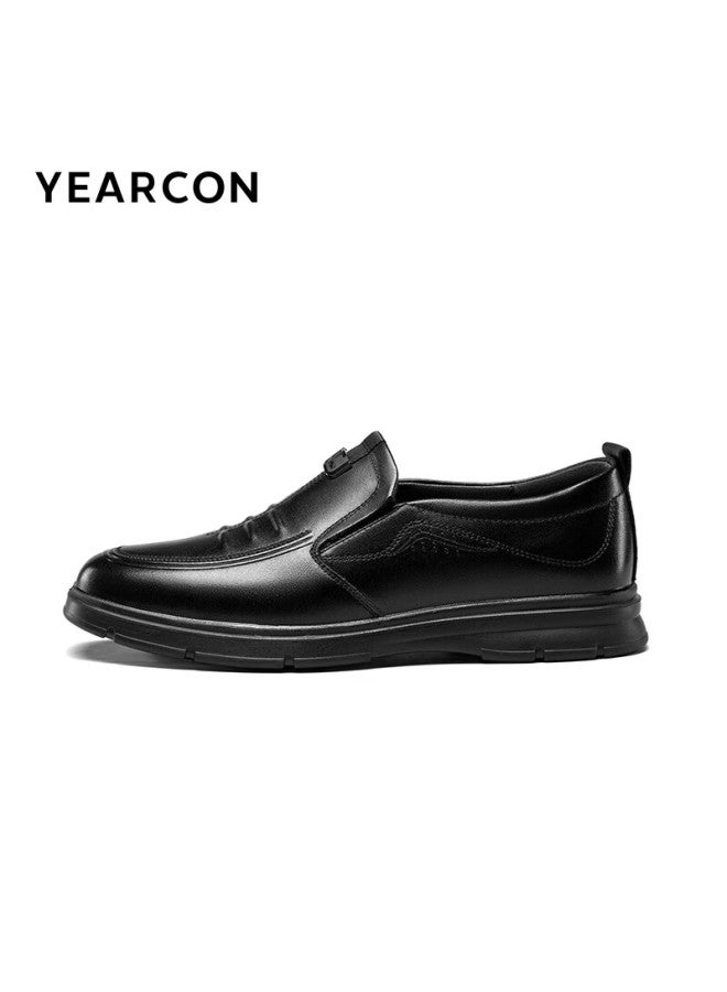 YEARCON Eierkang Men's Leather Slip-on Casual Shoes Comfortable One-piece Dad Shoes 97704w Black Size 44 - Image 3