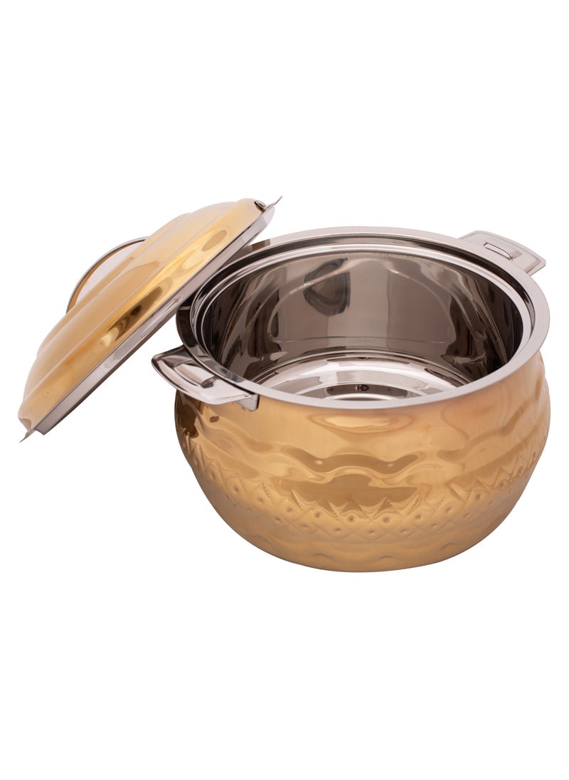 ZOLTEN Stainless Steel Waves Hotpot With Nakshi Bottom 3.5 Liters Gold Colour  - Image 2
