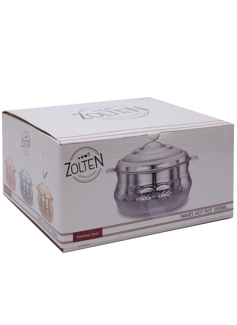 ZOLTEN Stainless Steel Waves Hotpot With Nakshi Bottom 3.5 Liters Gold Colour  - Image 3