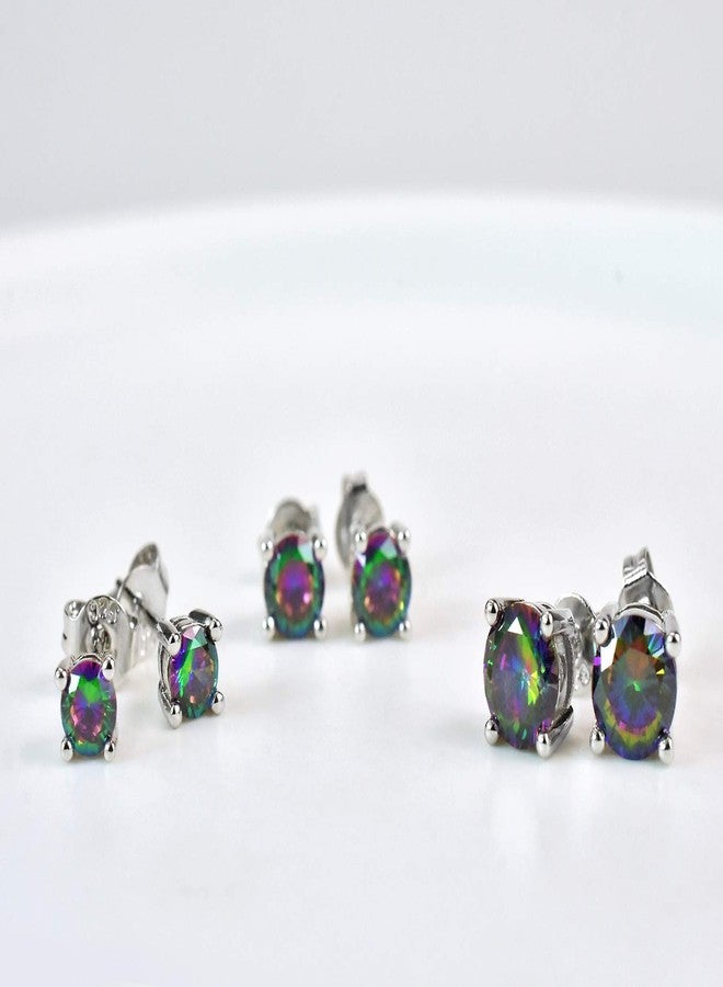 ELEDUCTMON Rainbow Sterling Silver Stud Earrings Set, 3 Pairs (4MM, 5MM, 6MM), Hypoallergenic, Cubic Zirconia, Unisex, Minimalist, Gift Boxed - Image 5