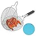 Linkidea Round Portable BBQ Grill Basket, Stainless Steel Fish Grill Basket with Removable Secure Locking Handle, Grill - Image 2