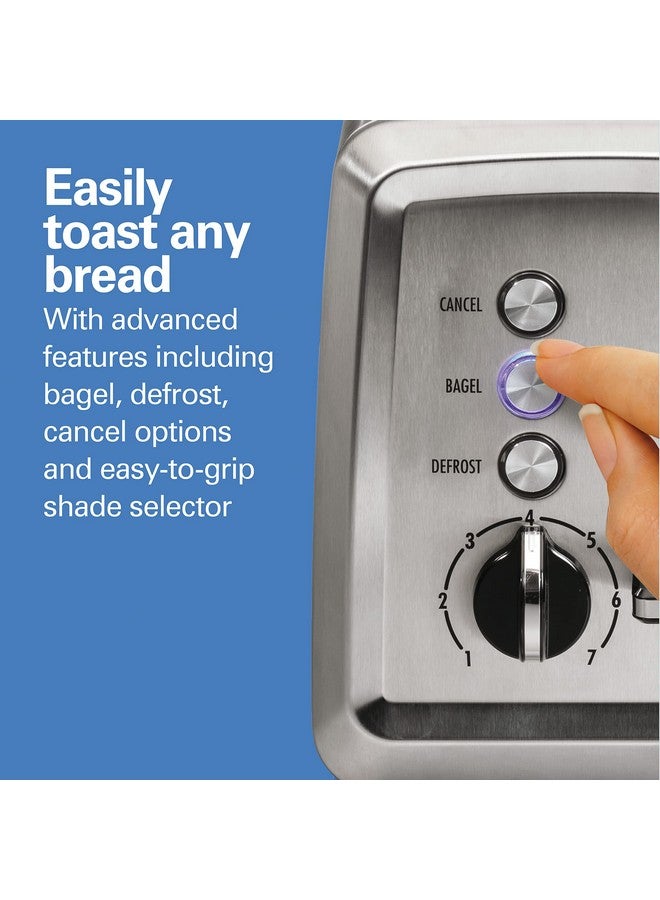 Hamilton Beach Hamilton Beach 2 Slice Toaster with Extra-Wide Slots, Bagel Setting, Toast Boost, Slide-Out Crumb Tray, Auto-Shutoff & Cancel Button, Defrost Function, Stainless Steel (22794)  - Image 2