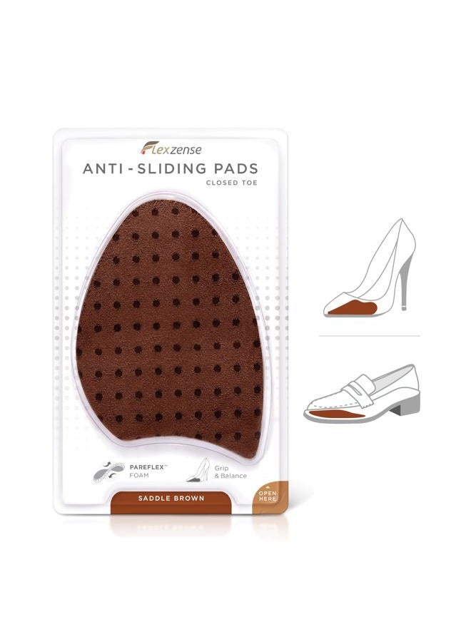 FLEXZENSE Anti-Sliding Pads Closed Toe | Supportive Cushioning and Reduce Foot Slip | 1 Pair (Saddle Brown) - Image 2