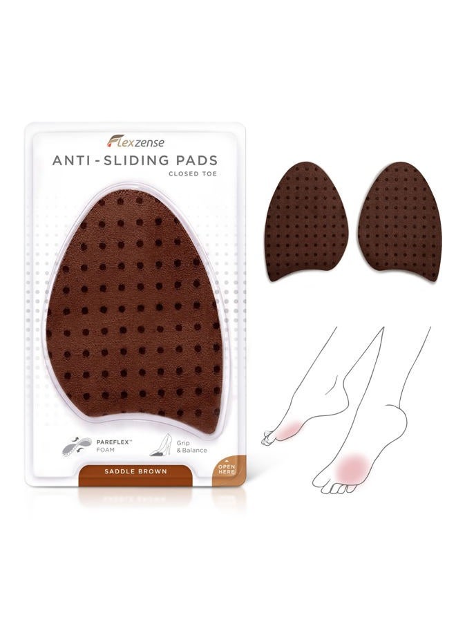 FLEXZENSE Anti-Sliding Pads Closed Toe | Supportive Cushioning and Reduce Foot Slip | 1 Pair (Saddle Brown) - Image 1