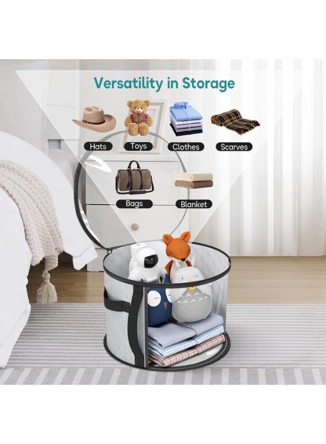 عام حقيبة تخزين قبعة صافية كبيرة الحجم ، تحتوي على ما يصل إلى 7 كبسولات منظم قبعة رعاة البقر للخزانة ، قضية قبعة واسعة مع الحمل (رمادي) - Image 4