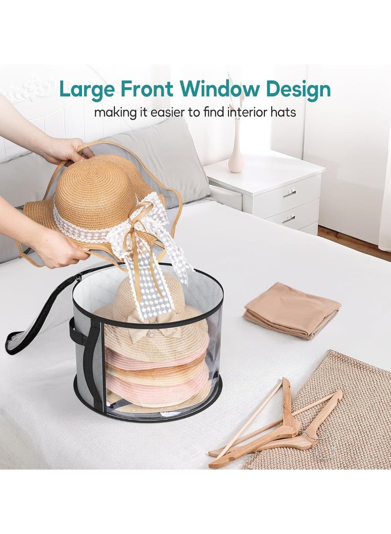 عام حقيبة تخزين قبعة صافية كبيرة الحجم ، تحتوي على ما يصل إلى 7 كبسولات منظم قبعة رعاة البقر للخزانة ، قضية قبعة واسعة مع الحمل (رمادي) - Image 2