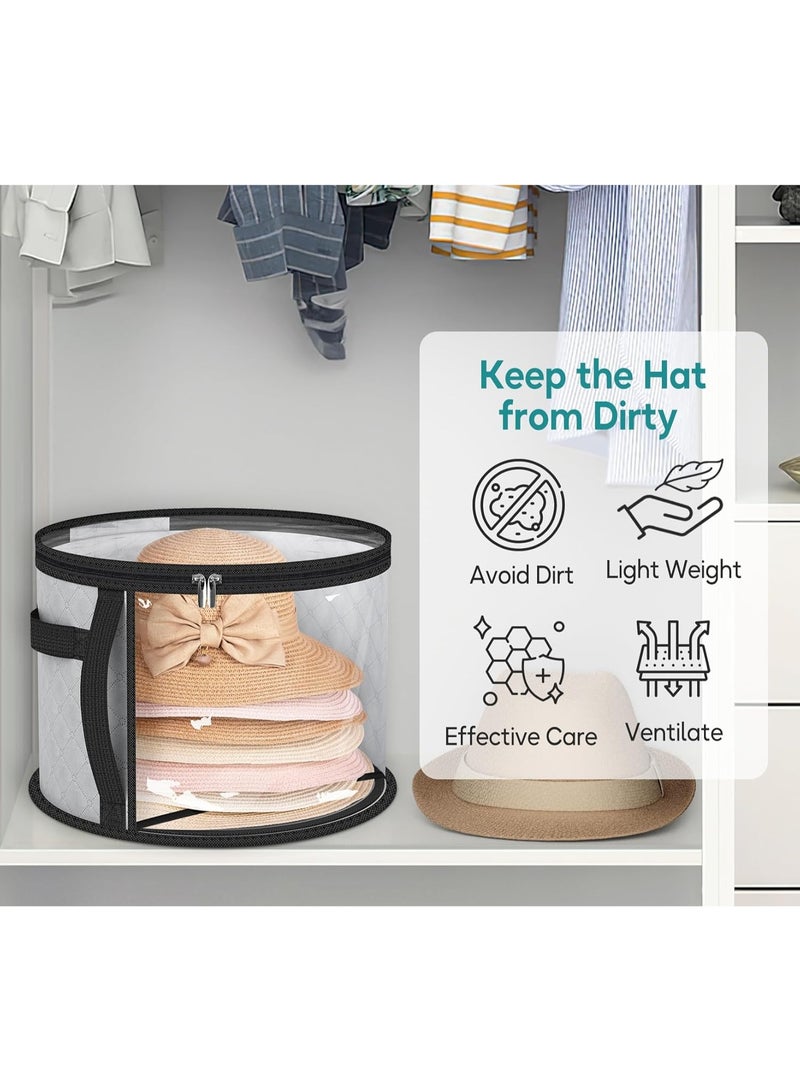 عام حقيبة تخزين قبعة صافية كبيرة الحجم ، تحتوي على ما يصل إلى 7 كبسولات منظم قبعة رعاة البقر للخزانة ، قضية قبعة واسعة مع الحمل (رمادي) - Image 3