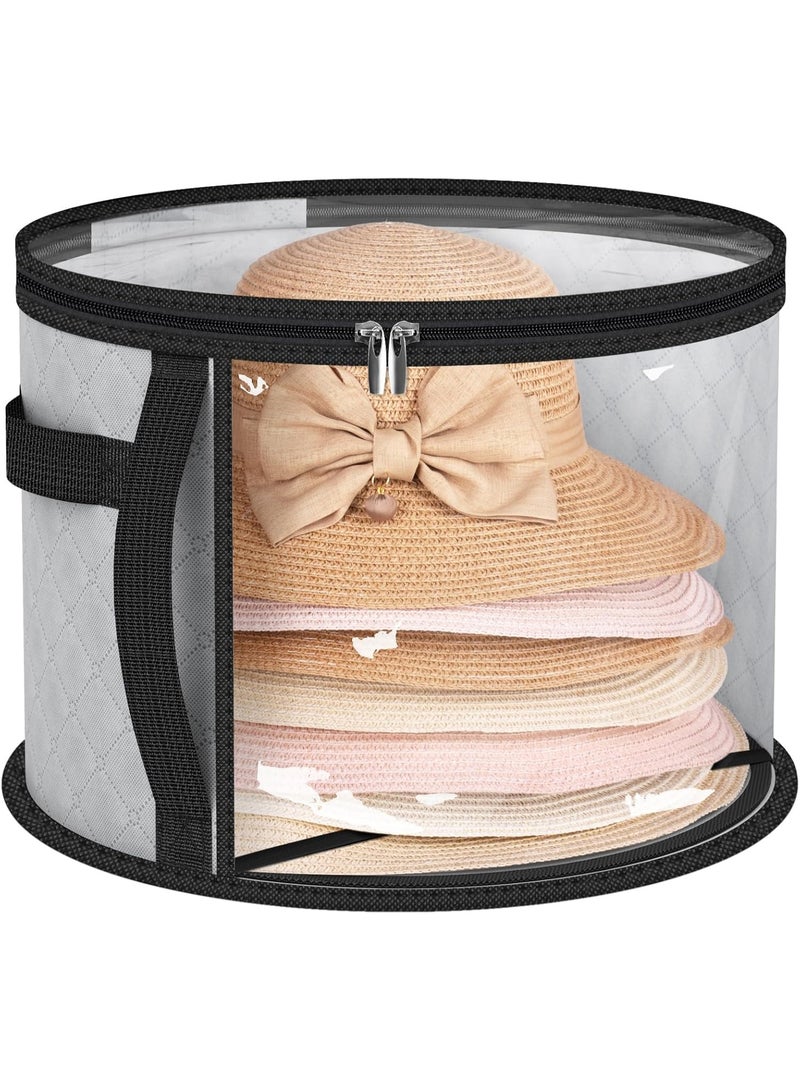 عام حقيبة تخزين قبعة صافية كبيرة الحجم ، تحتوي على ما يصل إلى 7 كبسولات منظم قبعة رعاة البقر للخزانة ، قضية قبعة واسعة مع الحمل (رمادي) - Image 1