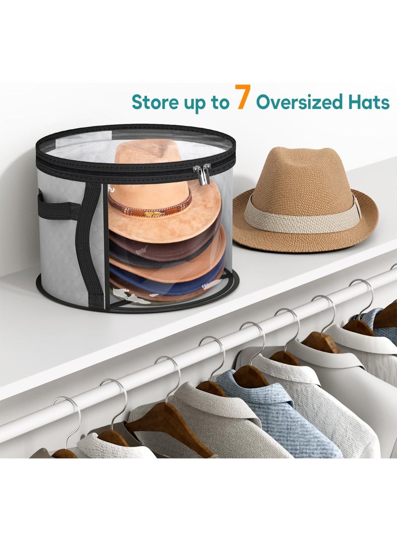 عام حقيبة تخزين قبعة صافية كبيرة الحجم ، تحتوي على ما يصل إلى 7 كبسولات منظم قبعة رعاة البقر للخزانة ، قضية قبعة واسعة مع الحمل (رمادي) - Image 5