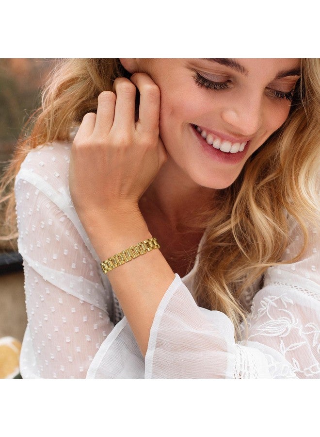 ام بيرينبو سوار MPRAINBOW ذهبي سميك للنساء، سوار ساعة من الفولاذ المقاوم للصدأ بطول 7 بوصات مع أداة تعديل - Image 2