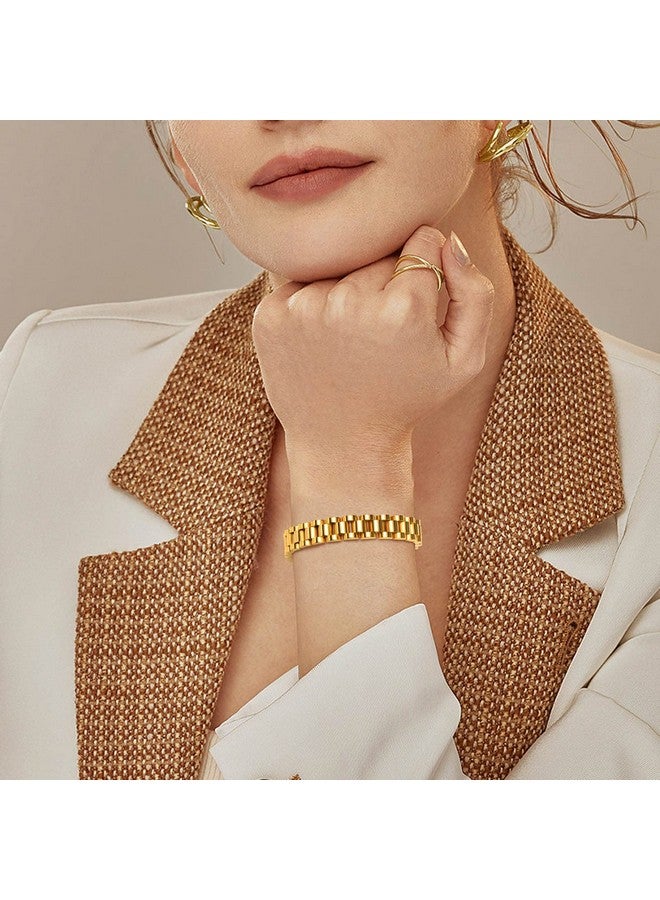 ام بيرينبو سوار MPRAINBOW ذهبي سميك للنساء، سوار ساعة من الفولاذ المقاوم للصدأ بطول 7 بوصات مع أداة تعديل - Image 5