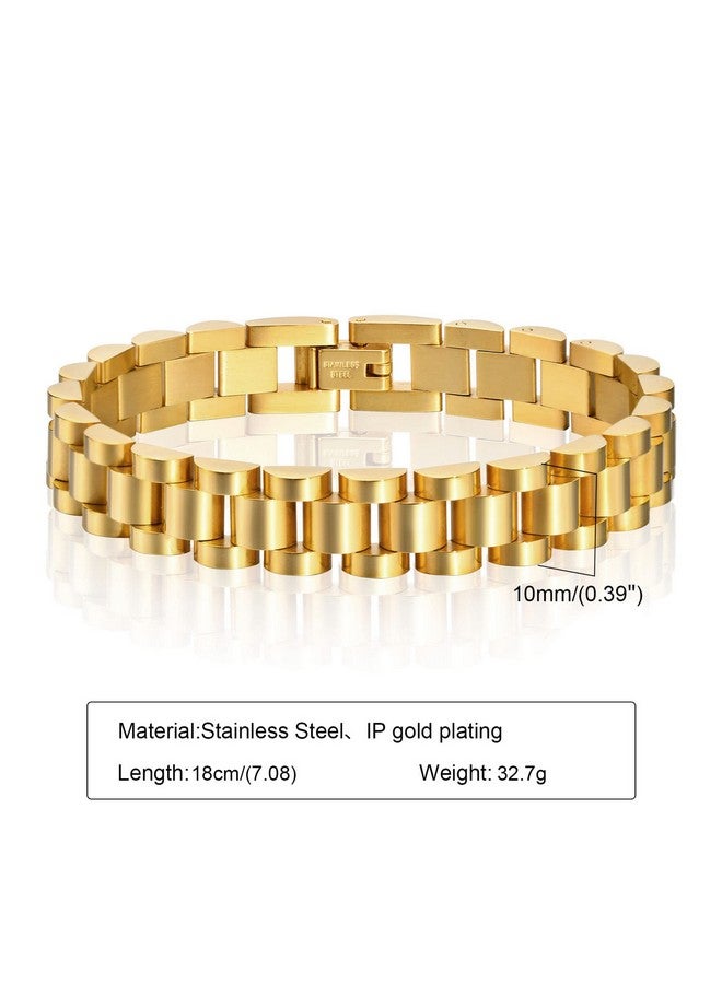 ام بيرينبو سوار MPRAINBOW ذهبي سميك للنساء، سوار ساعة من الفولاذ المقاوم للصدأ بطول 7 بوصات مع أداة تعديل - Image 4