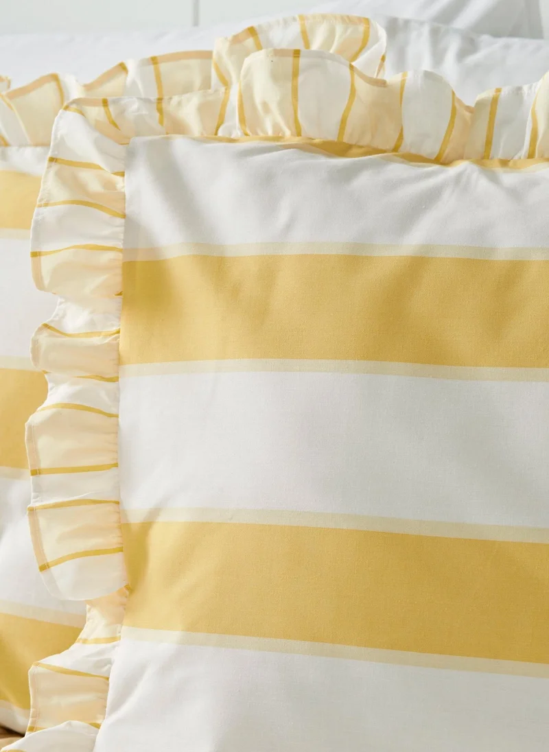 ماتلان Yellow Stripe Frill Duvet Set