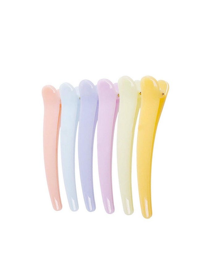 Fodattm Set Of 12 Professional Hairdressing Salon Non Slip Alligator Hair Clip Simple Hairgrip Hair Barrettes Plastic Duckbill Clip Hairpin (Length 3Inch Candy Colour)  - Image 1