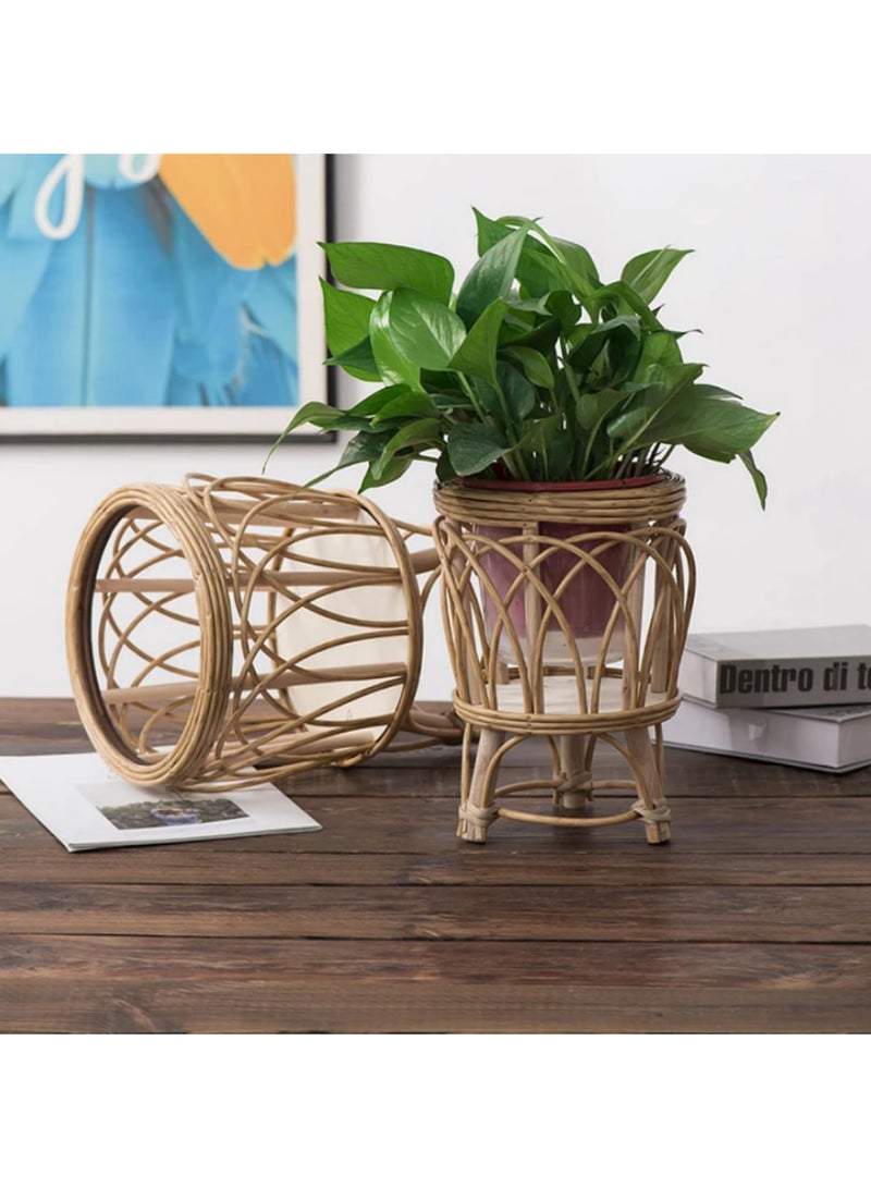 1pcs Vine Woven Flower Pot Rack Woven Planter Pot Basket High Foot Flower Rack Plant Pots Weaving Storage Basket Flowerpots Container - Image 5