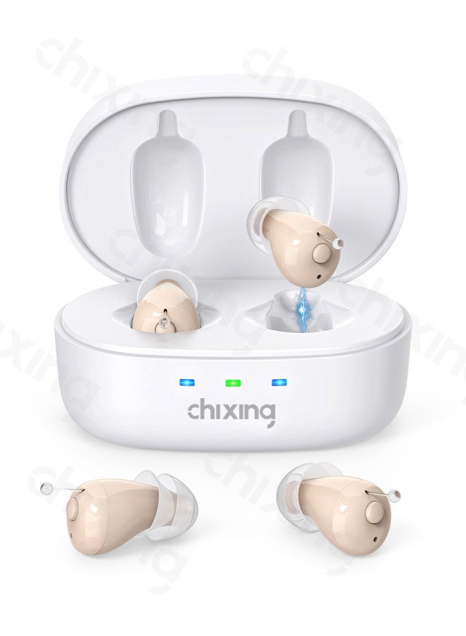Chixing Hearing Aid for Adult, Nearly Invisible Rechargeable Hearing Aids, 100+ Hours of Charging Case Usage, Super-Mini Invisible Design, Comfort Fit in Ear Canal, AI Noise Cancellation and Clear Sound, Suitable for Various Daily Scenarios - Image 1