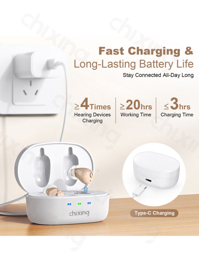 Chixing Hearing Aid for Adult, Nearly Invisible Rechargeable Hearing Aids, 100+ Hours of Charging Case Usage, Super-Mini Invisible Design, Comfort Fit in Ear Canal, AI Noise Cancellation and Clear Sound, Suitable for Various Daily Scenarios - Image 3